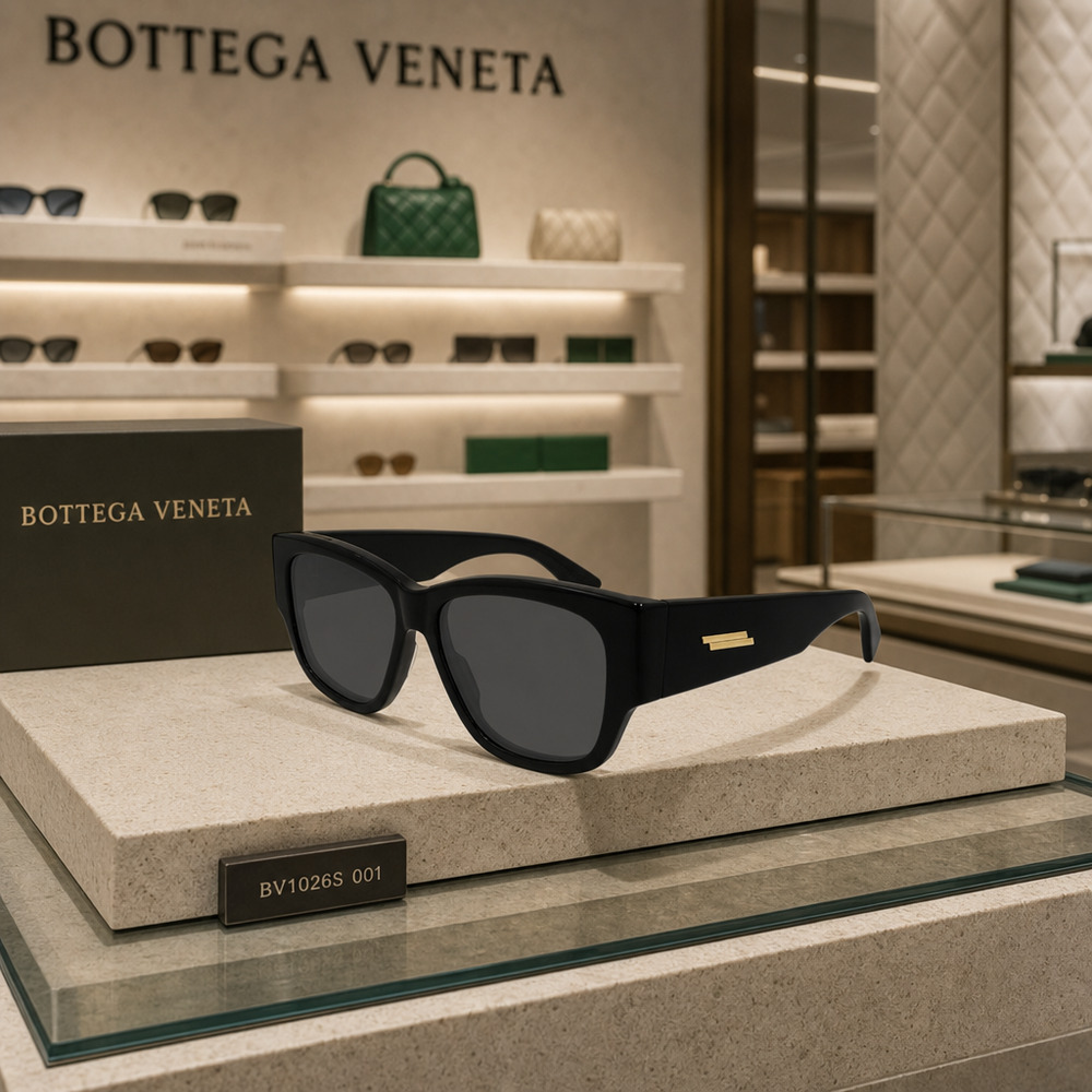 ✨ NEW Bottega Veneta BV1026S Black Oversized Bold Square Sunglasses NIB